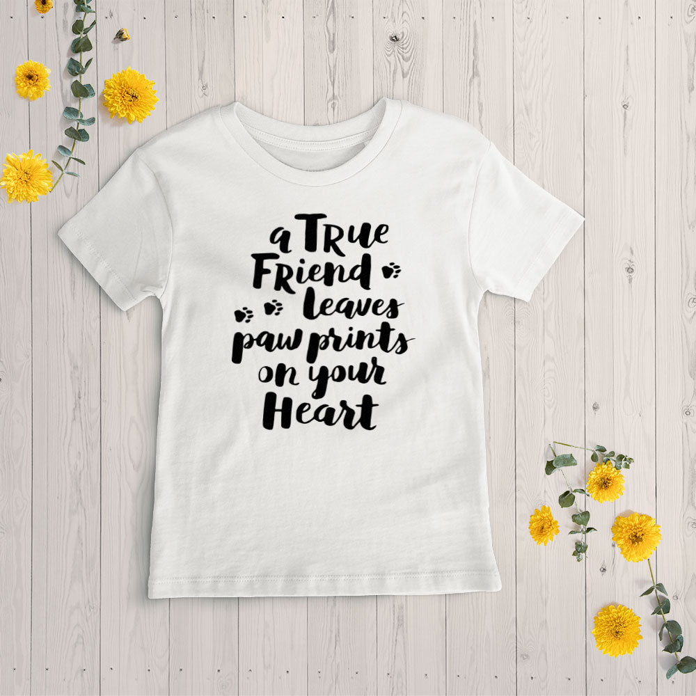 A True Friend Leaves Paw Prints On Your Heart Unisex T-Shirt at $22.95 found at Personalizedpetlovergifts