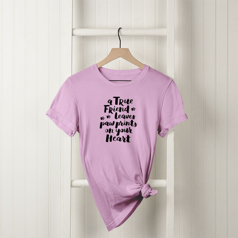 A True Friend Leaves Paw Prints On Your Heart Unisex T-Shirt at $22.95 found at Personalizedpetlovergifts