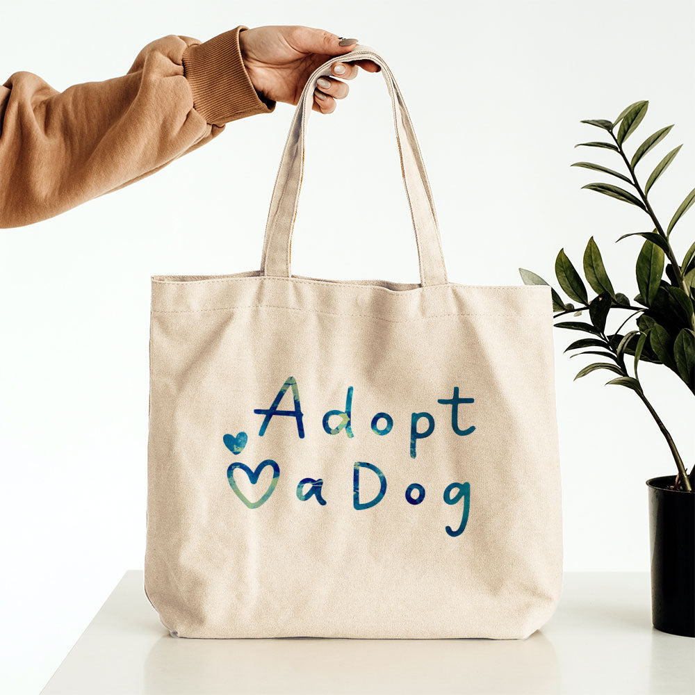 Adopt A Dog With Blue Paint Font Totes at $22.95 found at Personalizedpetlovergifts