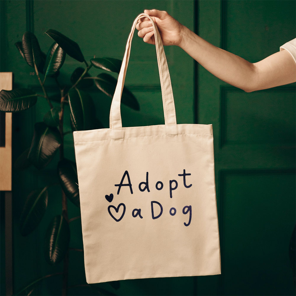 Adopt A Dog With Galaxy Font Totes at $22.95 found at Personalizedpetlovergifts