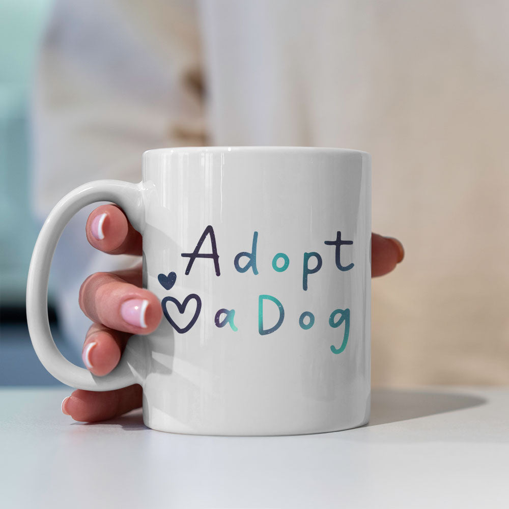 Adopt A Dog with Green Galaxy font Mugs at $13.95 found at Personalizedpetlovergifts