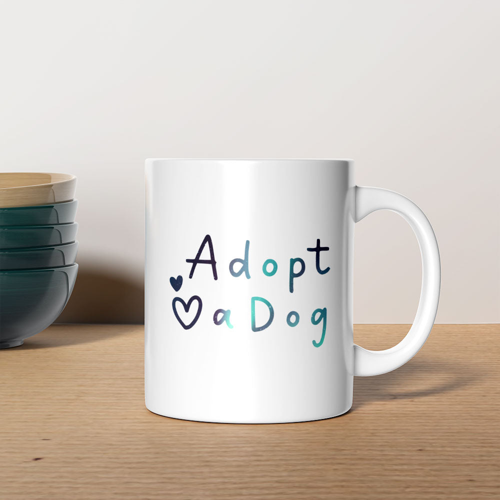 Adopt A Dog with Green Galaxy font Mugs at $13.95 found at Personalizedpetlovergifts