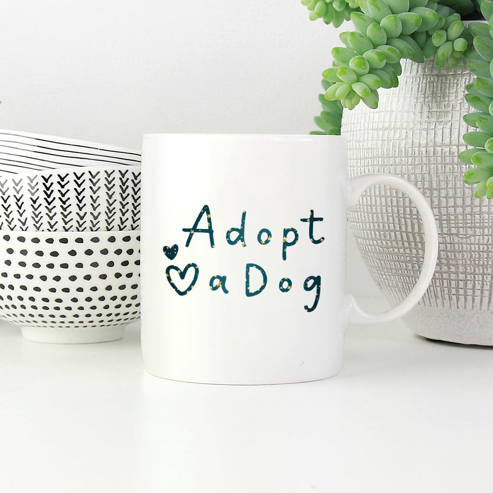 Adopt A Dog with star font Mugs at $13.95 found at Personalizedpetlovergifts