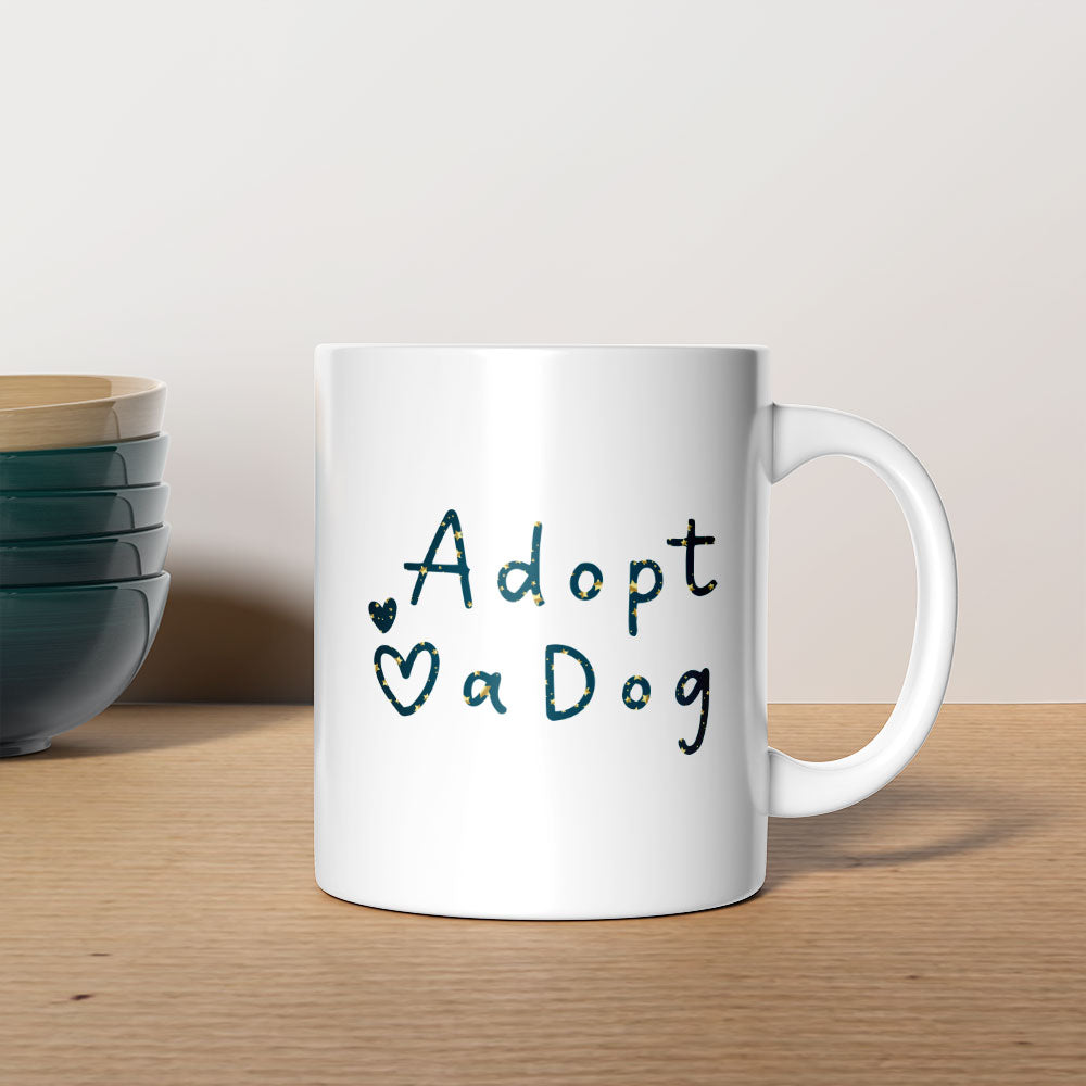 Adopt A Dog with star font Mugs at $13.95 found at Personalizedpetlovergifts