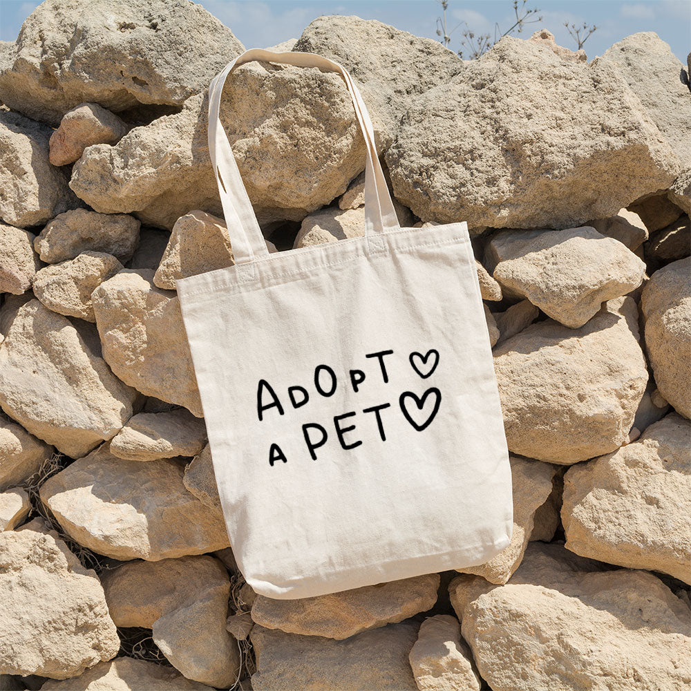 Adopt A Pet With Blue Gradient Font Totes at $22.95 found at Personalizedpetlovergifts