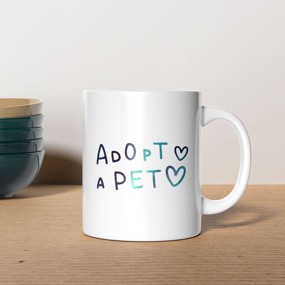 Adopt A Pet With Hearts Mugs at $13.95 found at Personalizedpetlovergifts