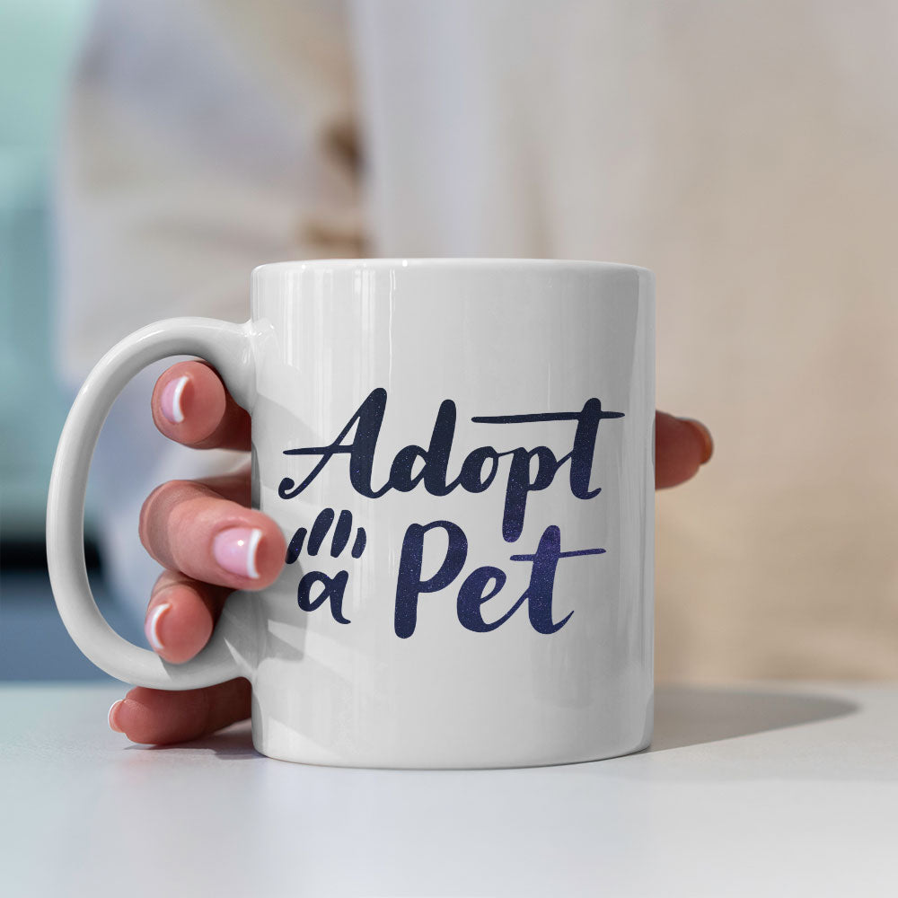 Adopt A Pet With Hearts with Green Galaxy font Mugs at $13.95 found at Personalizedpetlovergifts