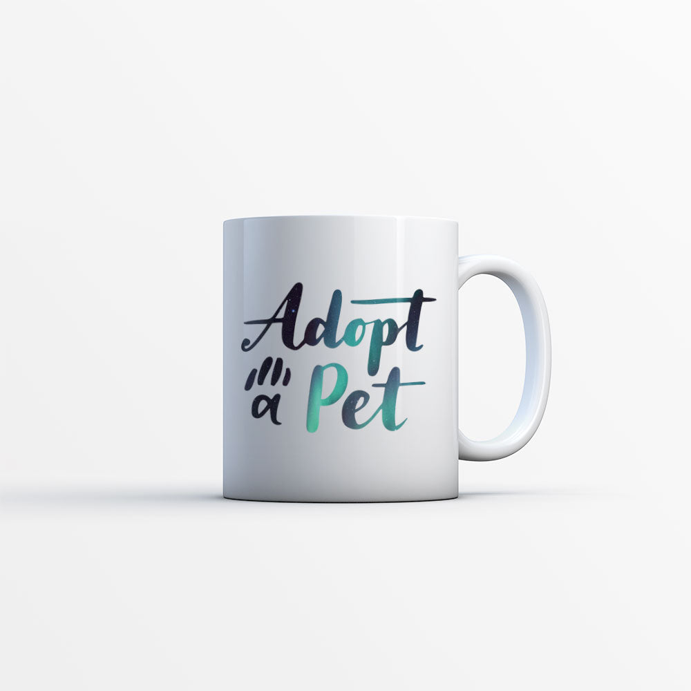 Adopt A Pet With Hearts with star font Mugs at $13.95 found at Personalizedpetlovergifts