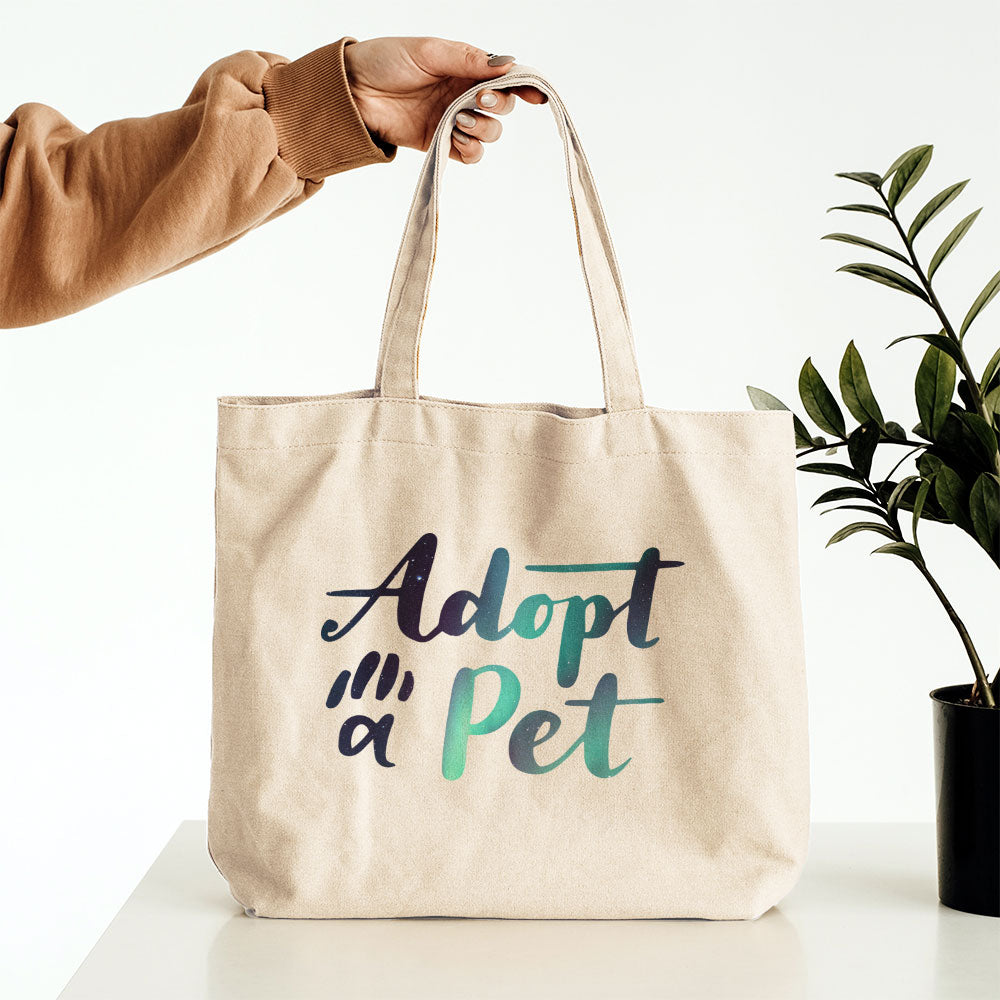 Adopt A Pet With Hearts With Star Font Totes at $22.95 found at Personalizedpetlovergifts