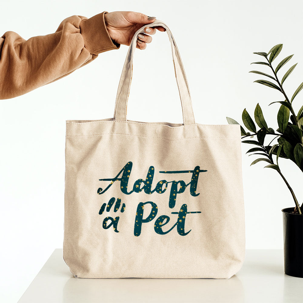 Adopt A Pet With Star Font Totes at $22.95 found at Personalizedpetlovergifts