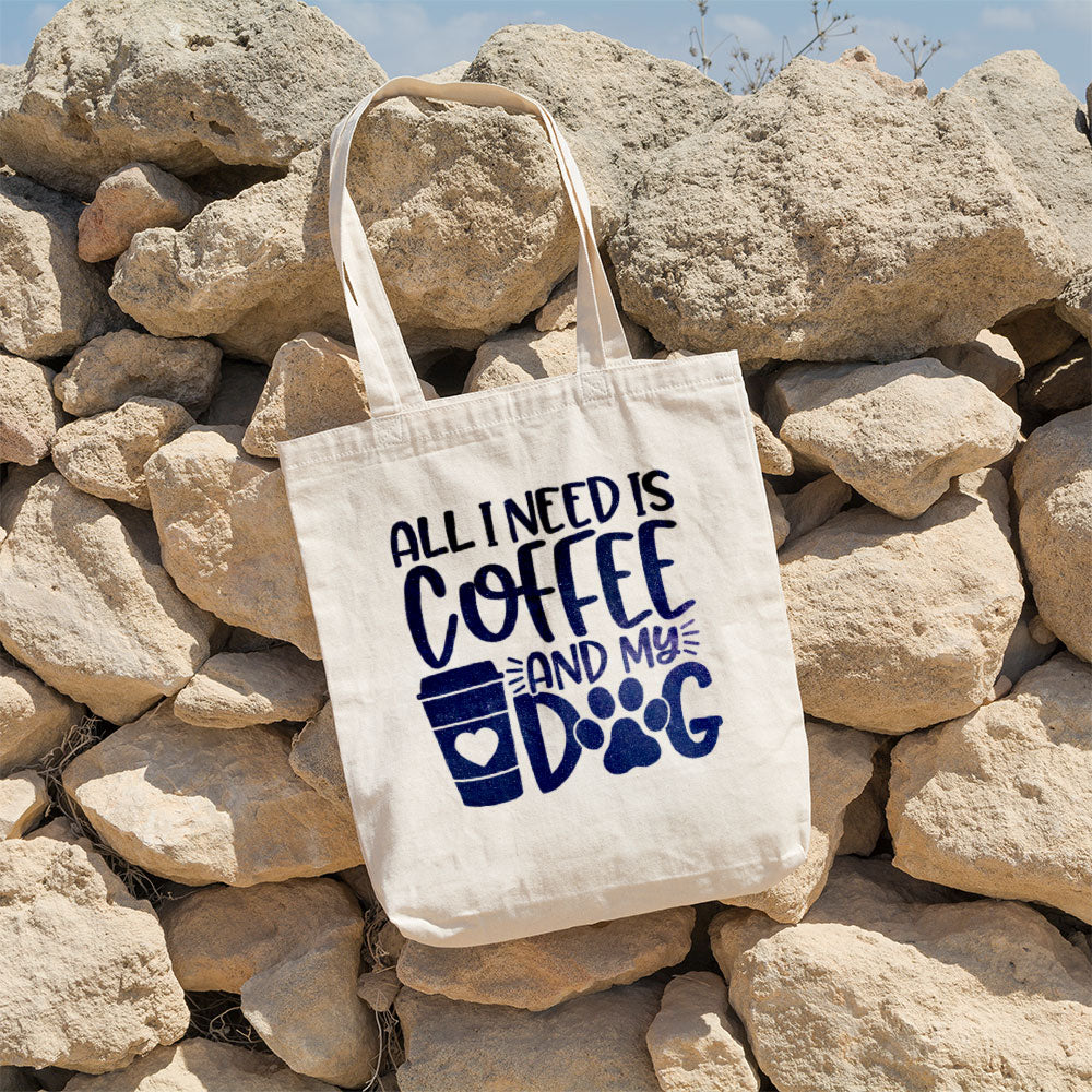 All I Need Is Coffee And My Dog With Galaxy Font Totes at $22.95 found at Personalizedpetlovergifts