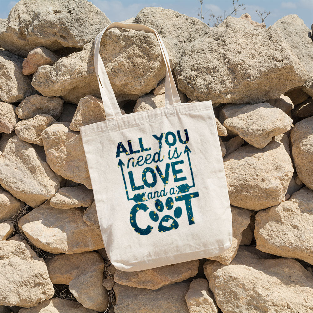 All You Need Is Love And a Cat In Star Pattern Tote at $22.95 found at Personalizedpetlovergifts