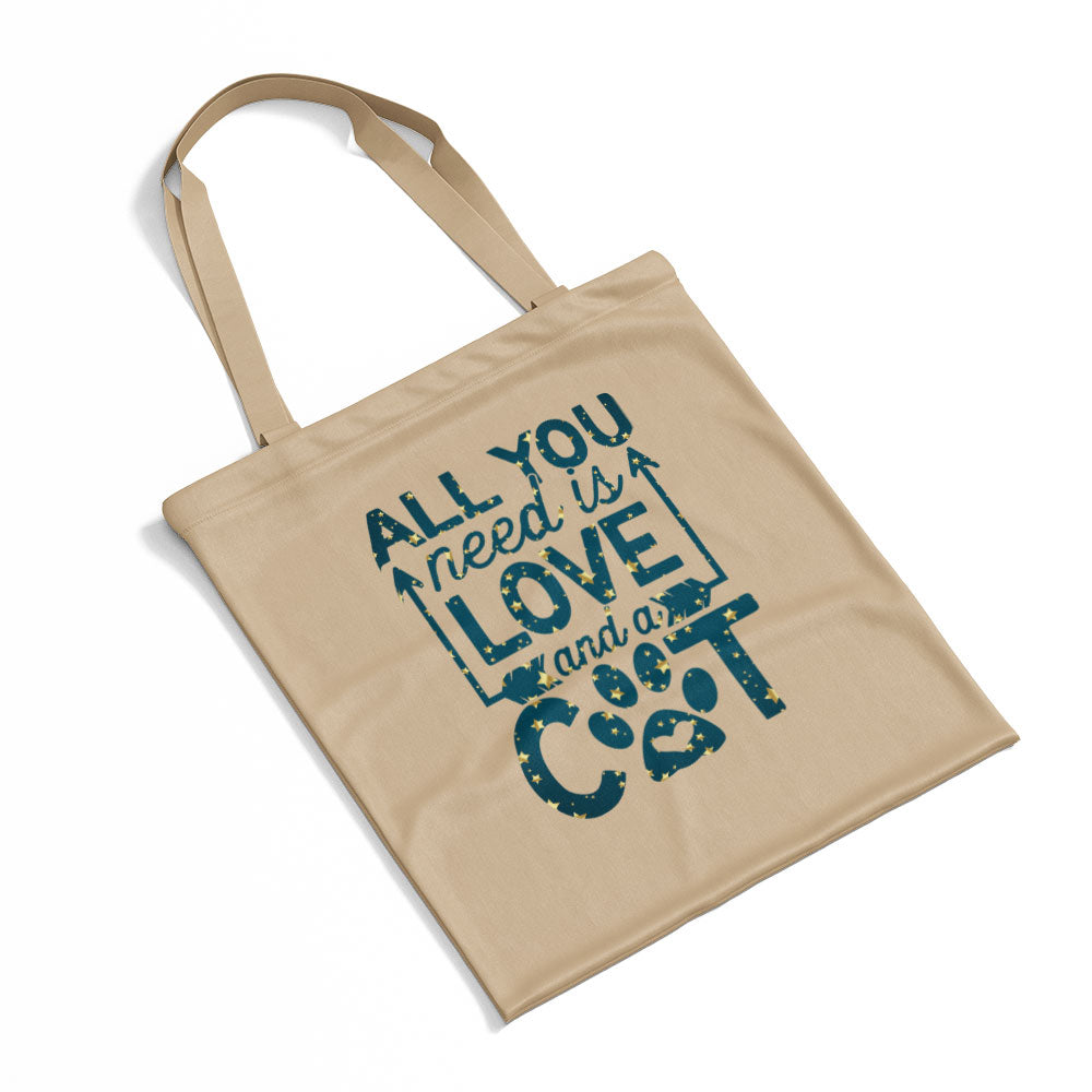 All You Need Is Love And a Cat In Star Pattern Tote at $22.95 found at Personalizedpetlovergifts