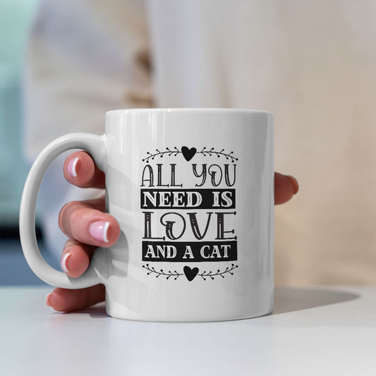 All You Need Is Love And a Cat With Stars Coffee Mug at $13.95 found at Personalizedpetlovergifts