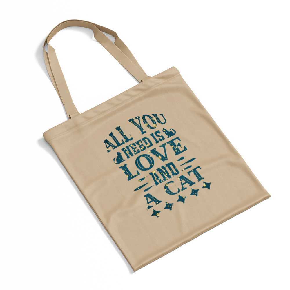 All You Need Is Love And a Cat With Stars In Star Pattern Tote at $22.95 found at Personalizedpetlovergifts