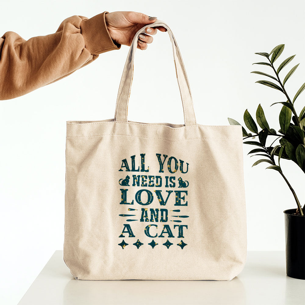 All You Need Is Love And a Cat With Stars In Star Pattern Tote at $22.95 found at Personalizedpetlovergifts