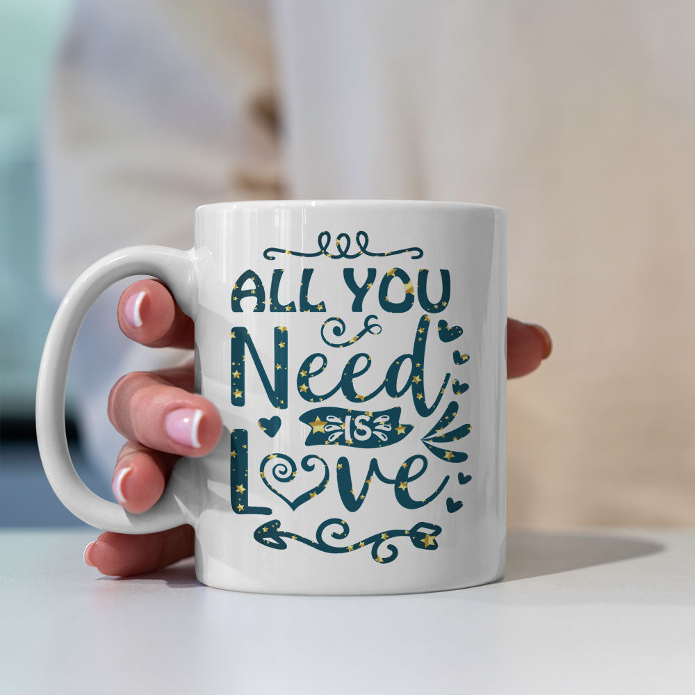 All You Need Is Love In Star Pattern Mug at $13.95 found at Personalizedpetlovergifts