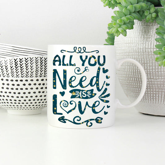 All You Need Is Love In Star Pattern Mug at $13.95 found at Personalizedpetlovergifts