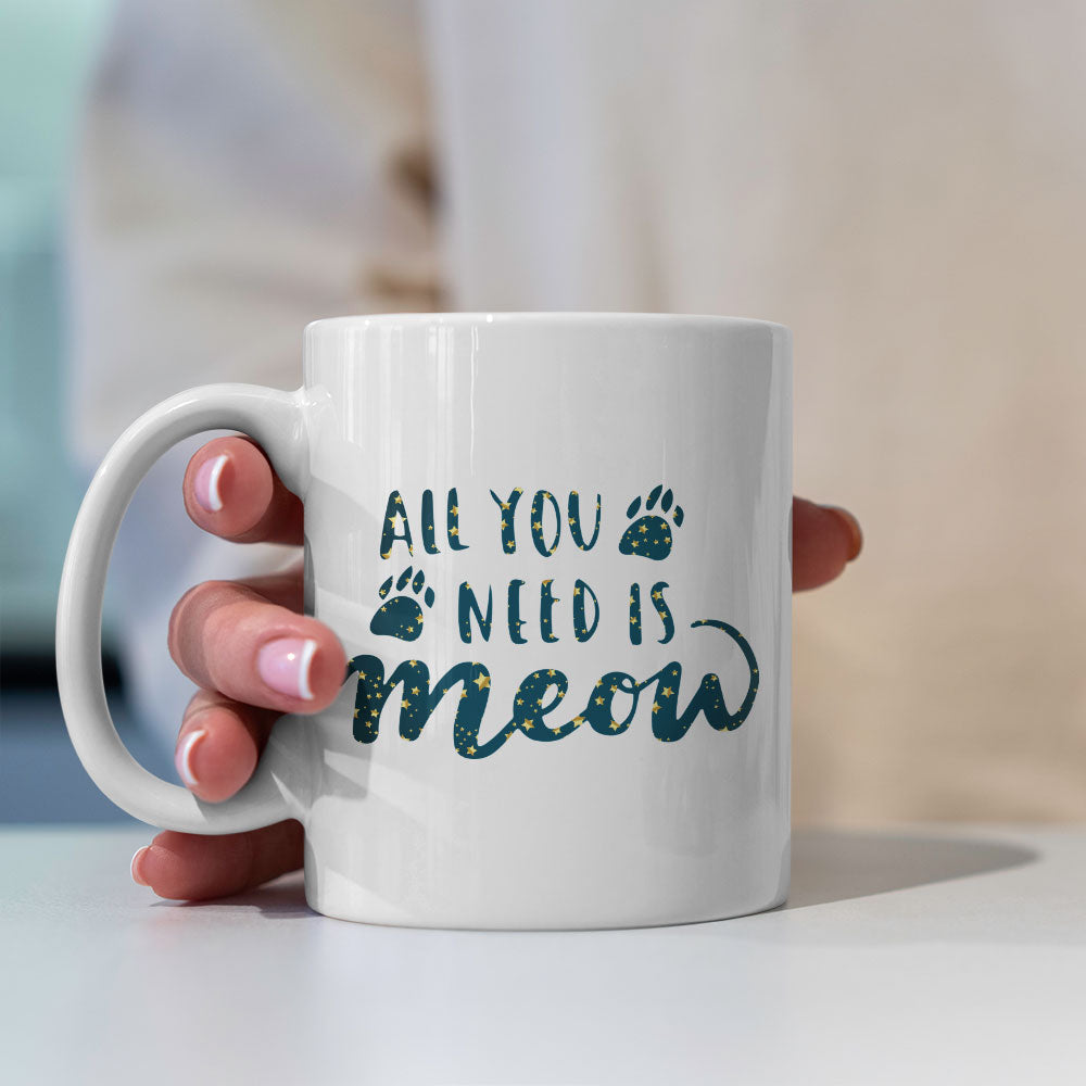 All You Need Is Meow With Paws In Star Pattern Mug at $13.95 found at Personalizedpetlovergifts