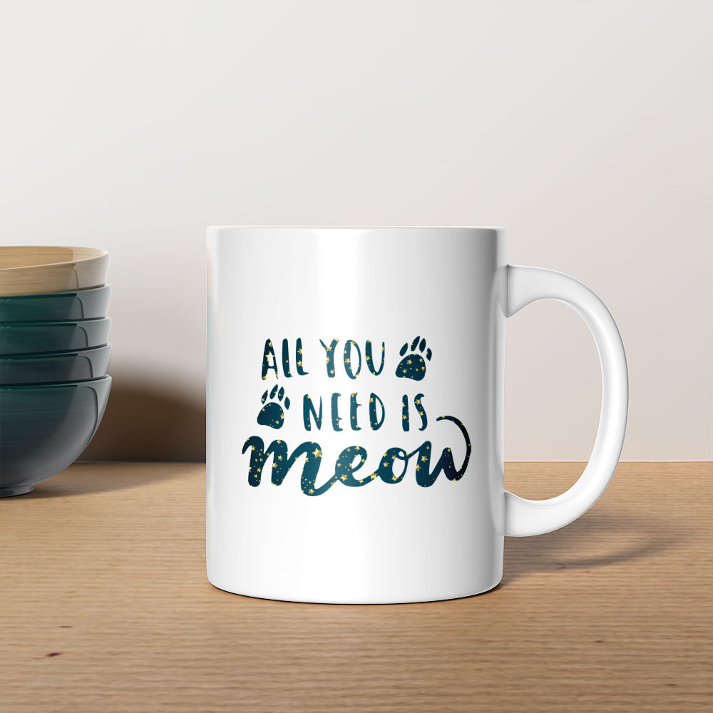 All You Need Is Meow With Paws In Star Pattern Mug at $13.95 found at Personalizedpetlovergifts