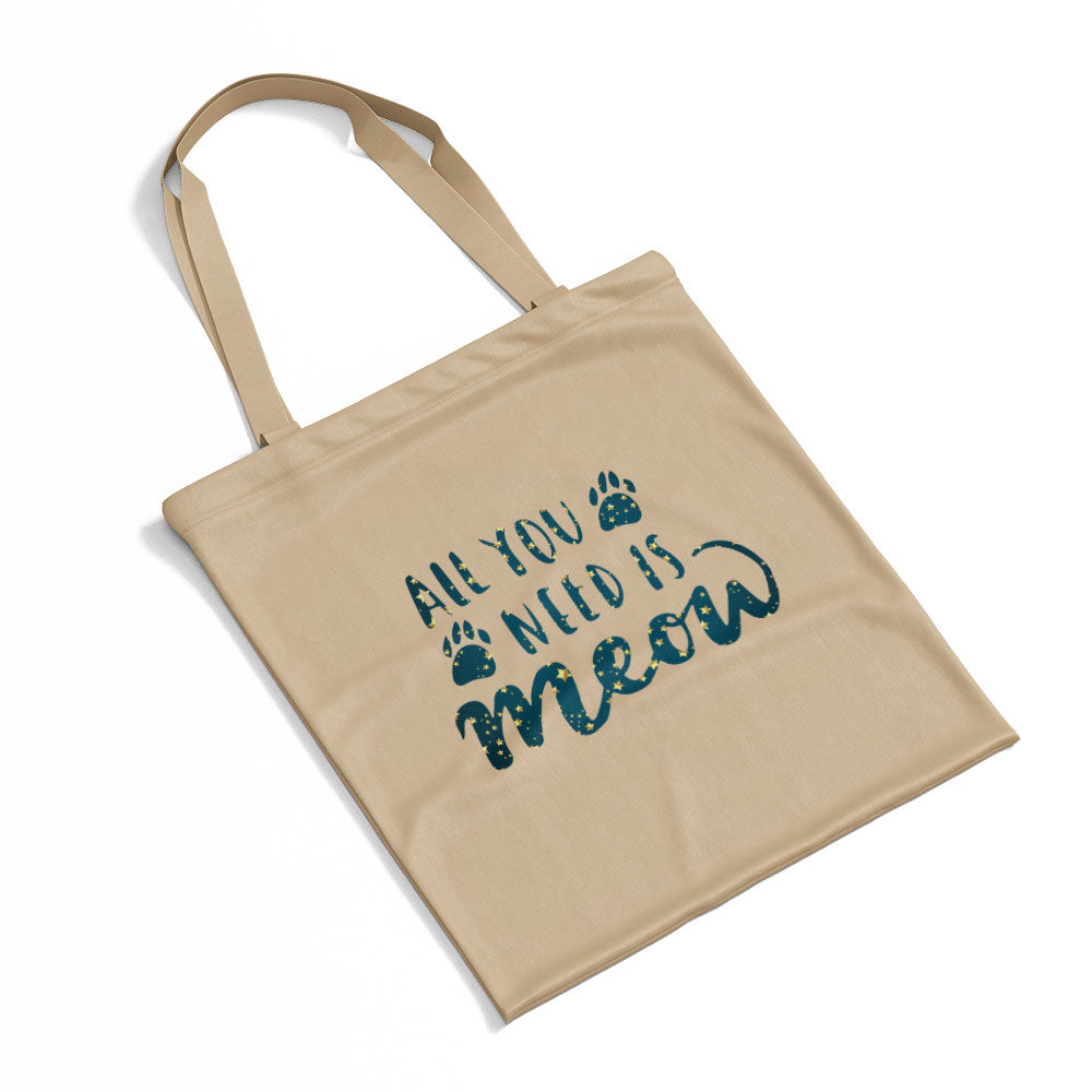 All You Need Is Meow With Paws In Star Pattern Tote at $22.95 found at Personalizedpetlovergifts