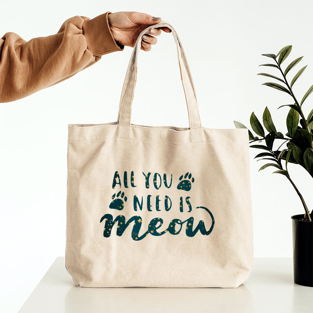 All You Need Is Meow With Paws In Star Pattern Tote at $22.95 found at Personalizedpetlovergifts