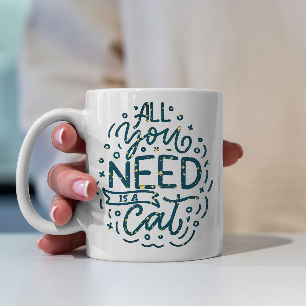 All You Need Is a Cat In Star Pattern Mug at $13.95 found at Personalizedpetlovergifts