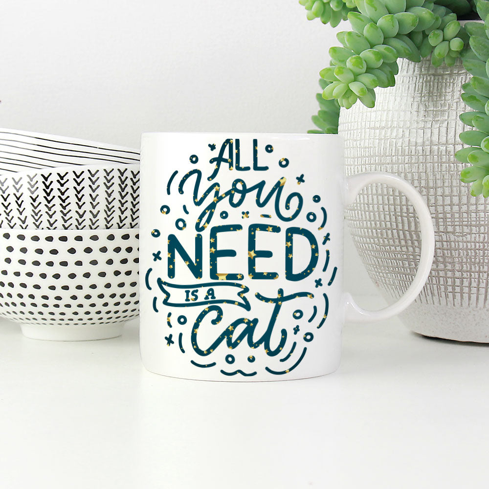 All You Need Is a Cat In Star Pattern Mug at $13.95 found at Personalizedpetlovergifts