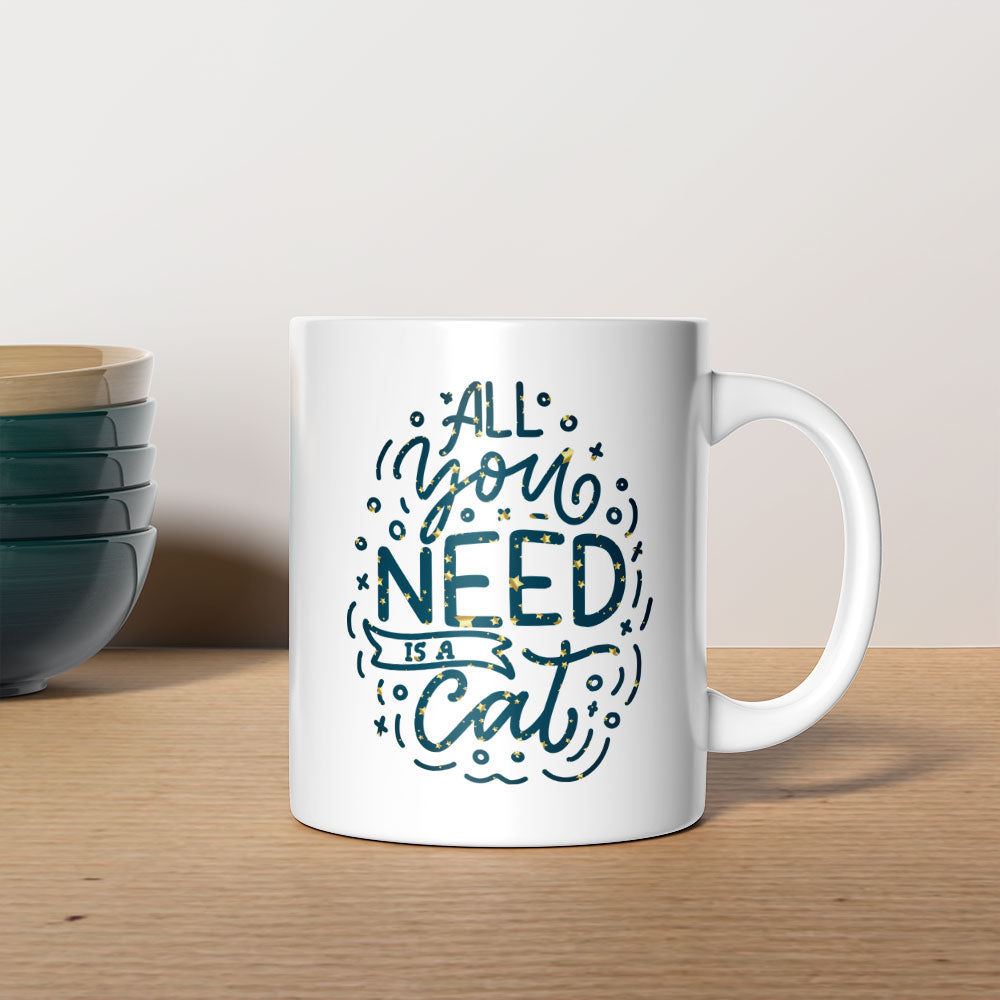 All You Need Is a Cat In Star Pattern Mug at $13.95 found at Personalizedpetlovergifts