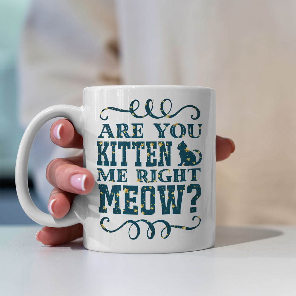 Are You Kitten Me Right Meow In Star Pattern Mug at $13.95 found at Personalizedpetlovergifts