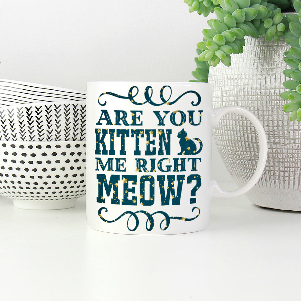 Are You Kitten Me Right Meow In Star Pattern Mug at $13.95 found at Personalizedpetlovergifts