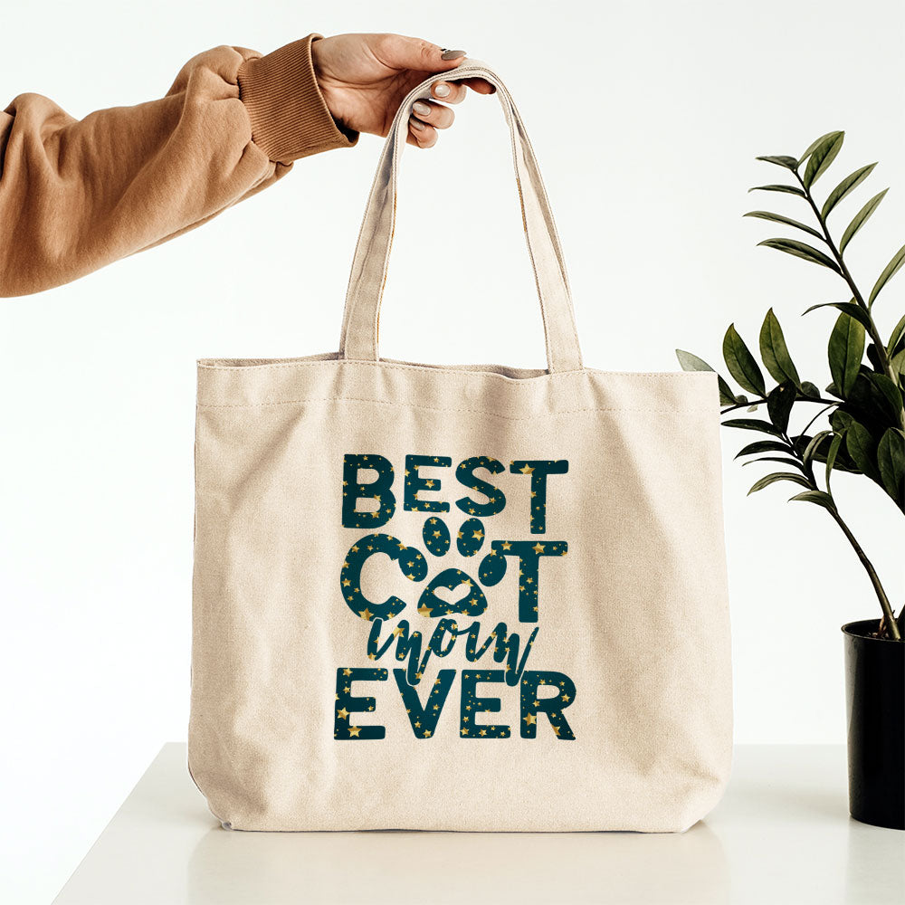 Best Cat Mom Ever In Star Pattern Tote at $22.95 found at Personalizedpetlovergifts