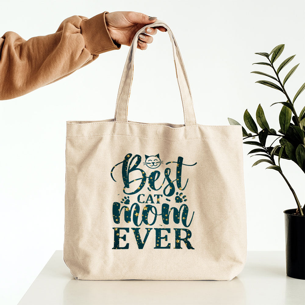 Best Cat Mom Ever With Paws In Star Pattern Tote at $22.95 found at Personalizedpetlovergifts