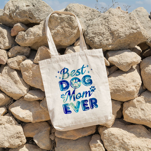 Best Dog Mom Ever With Blue Paint Font Totes at $22.95 found at Personalizedpetlovergifts