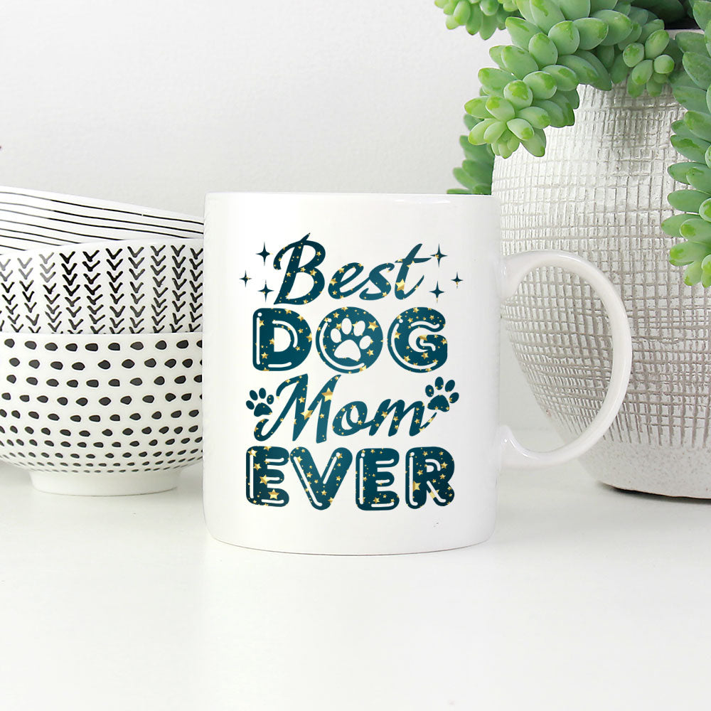 Best Dog Mom Ever with star font Mugs at $13.95 found at Personalizedpetlovergifts