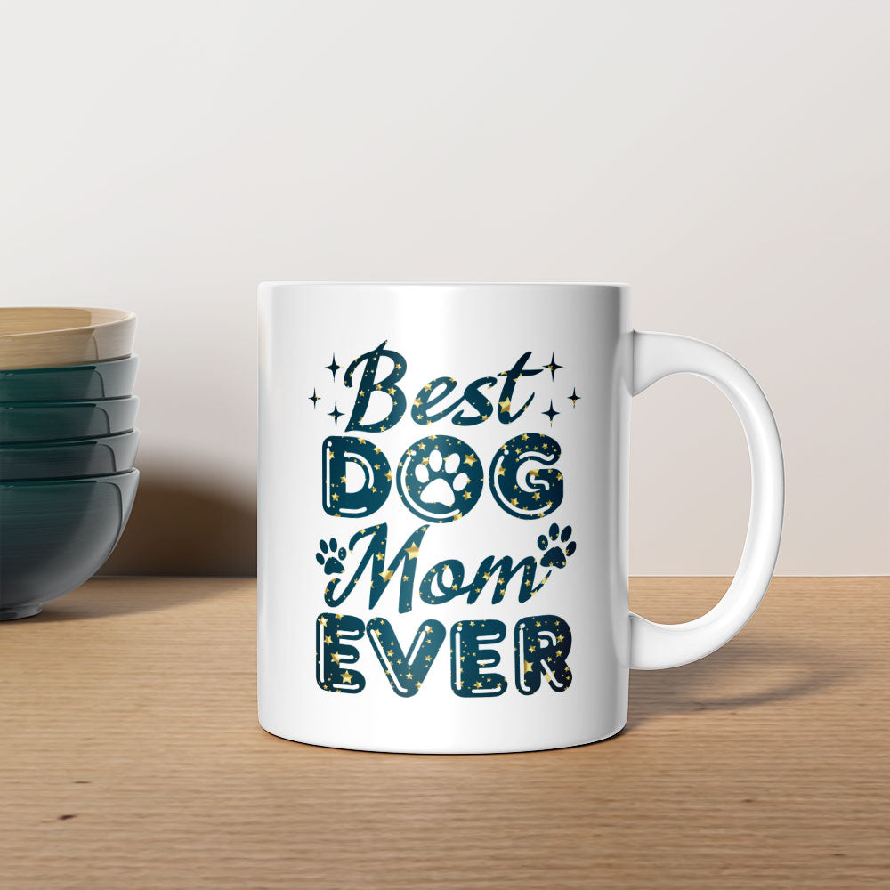 Best Dog Mom Ever with star font Mugs at $13.95 found at Personalizedpetlovergifts