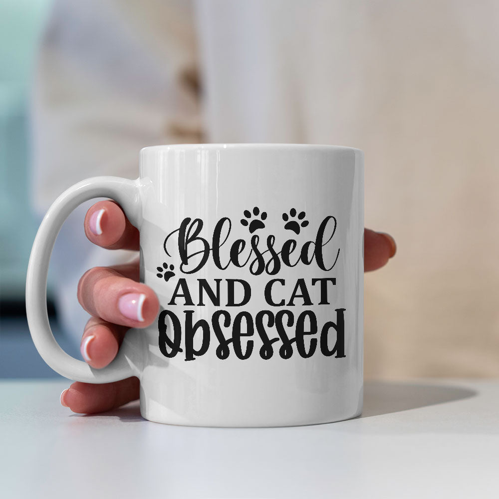 Blessed And Cat Obsessed Coffee Mug at $13.95 found at Personalizedpetlovergifts