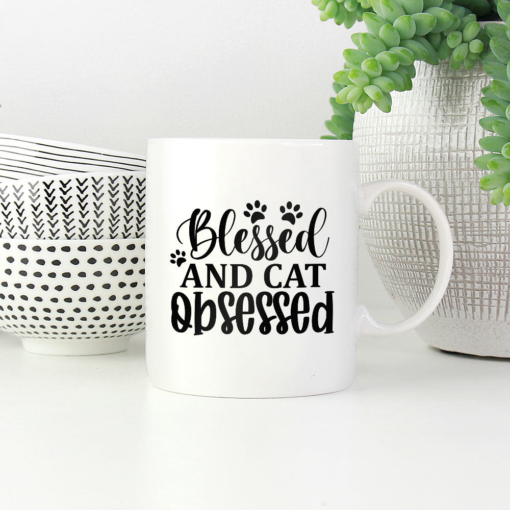 Blessed And Cat Obsessed Coffee Mug at $13.95 found at Personalizedpetlovergifts