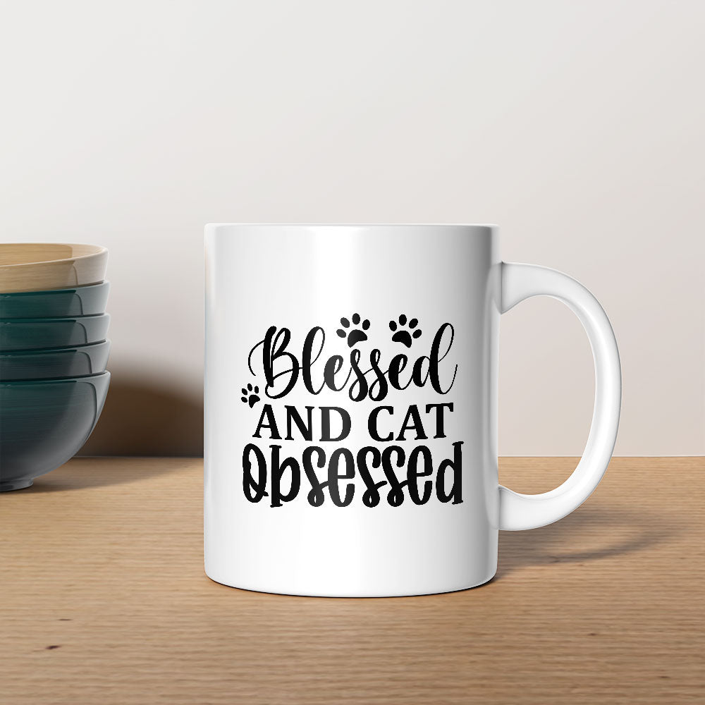 Blessed And Cat Obsessed Coffee Mug at $13.95 found at Personalizedpetlovergifts