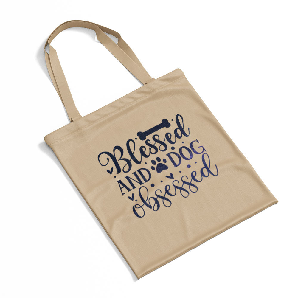 Blessed And Dog Obsessed With Galaxy Font Totes at $22.95 found at Personalizedpetlovergifts