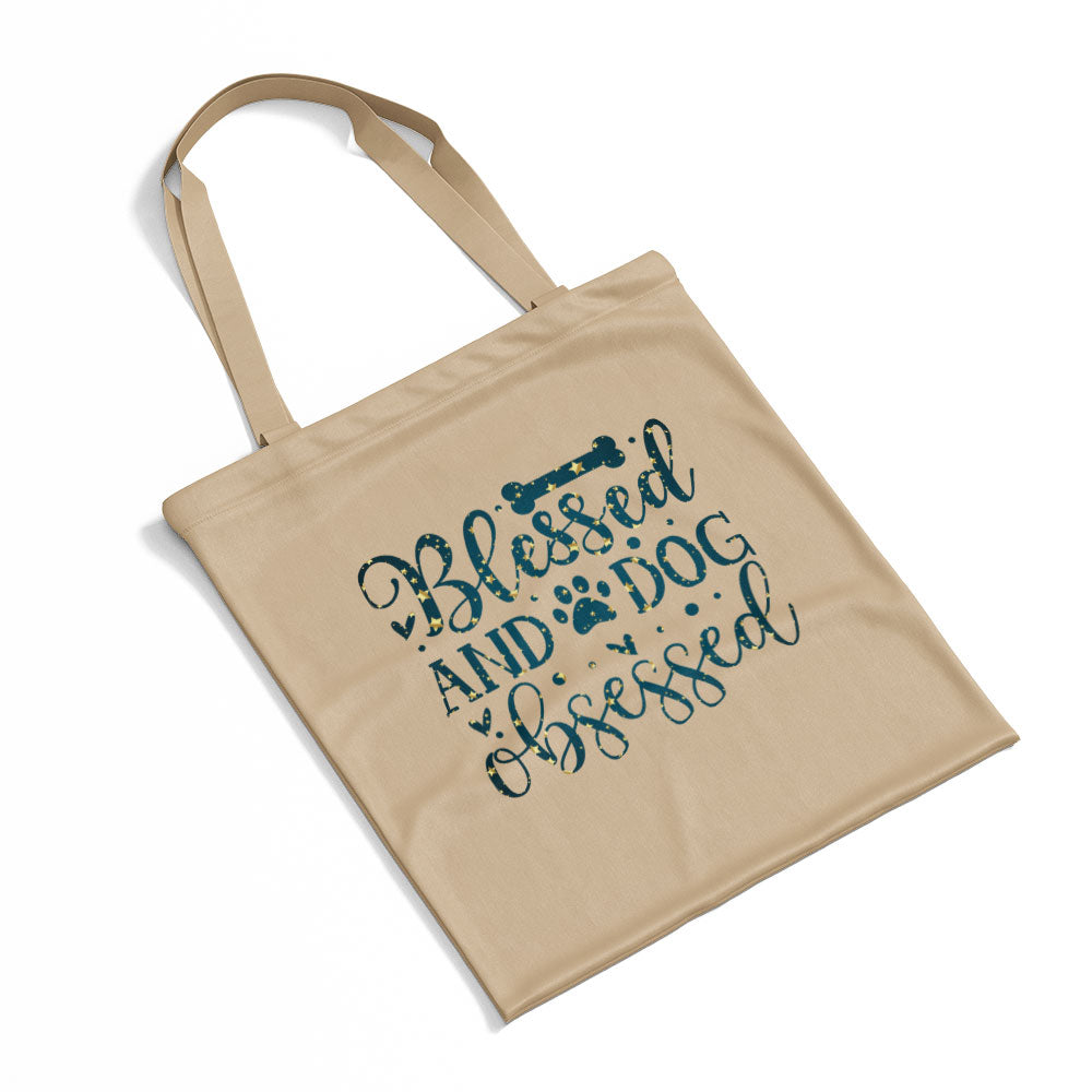 Blessed And Dog Obsessed With Star Font Totes at $22.95 found at Personalizedpetlovergifts