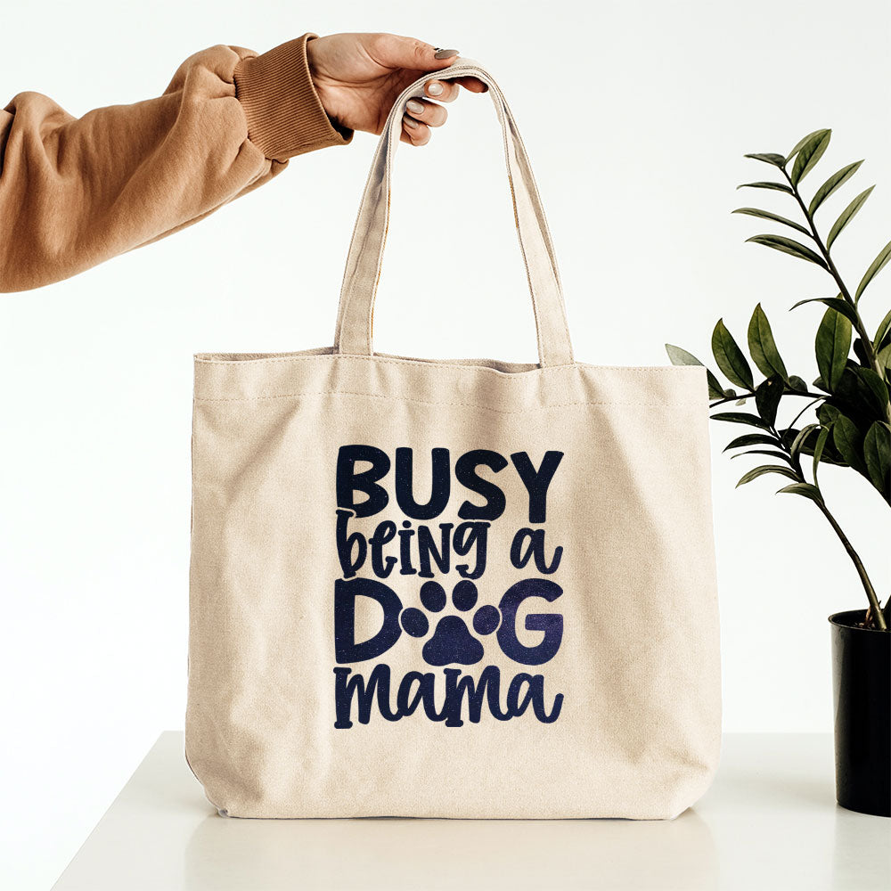 Busy Being A Dog Mama With Green Galaxy Font Totes at $22.95 found at Personalizedpetlovergifts