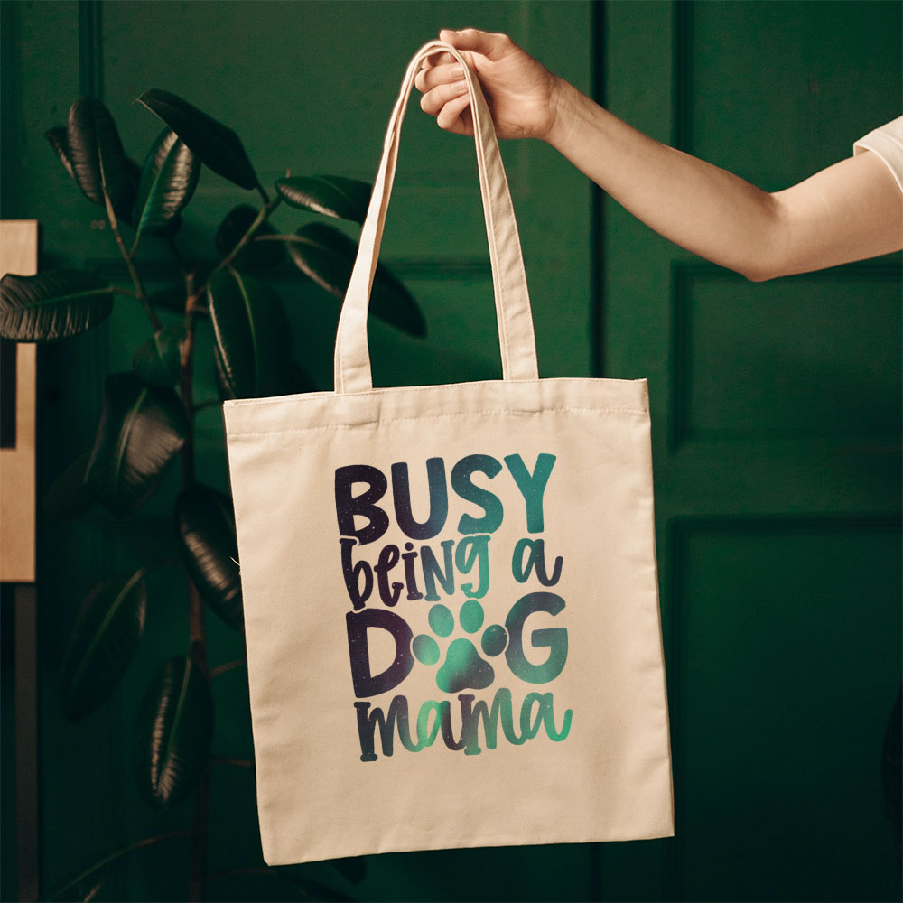 Busy Being A Dog Mama With Paw Totes at $22.95 found at Personalizedpetlovergifts