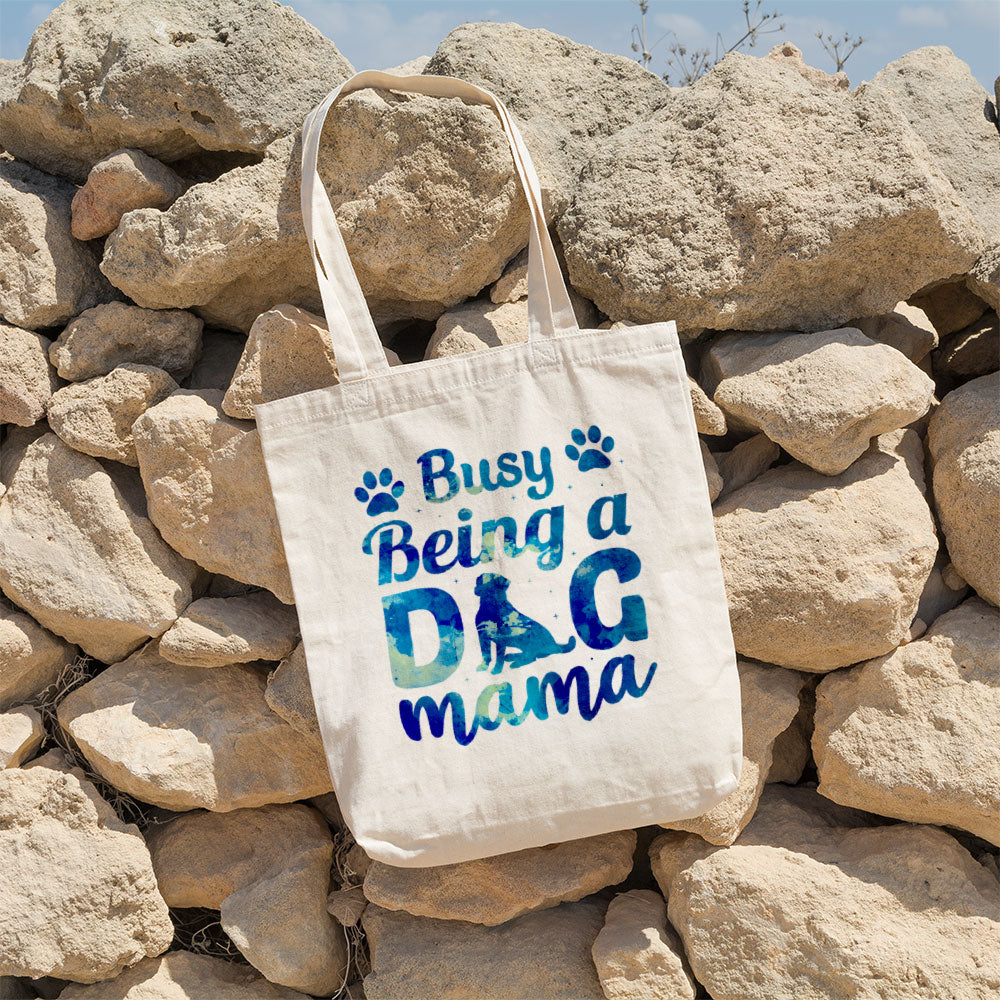 Busy Being A Dog Mama With Paw With Galaxy Font Totes at $22.95 found at Personalizedpetlovergifts