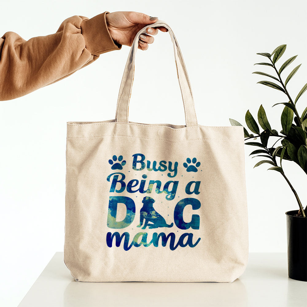 Busy Being A Dog Mama With Paw With Galaxy Font Totes at $22.95 found at Personalizedpetlovergifts