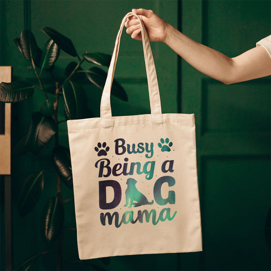 Busy Being A Dog Mama With Paw With Star Font Totes at $22.95 found at Personalizedpetlovergifts