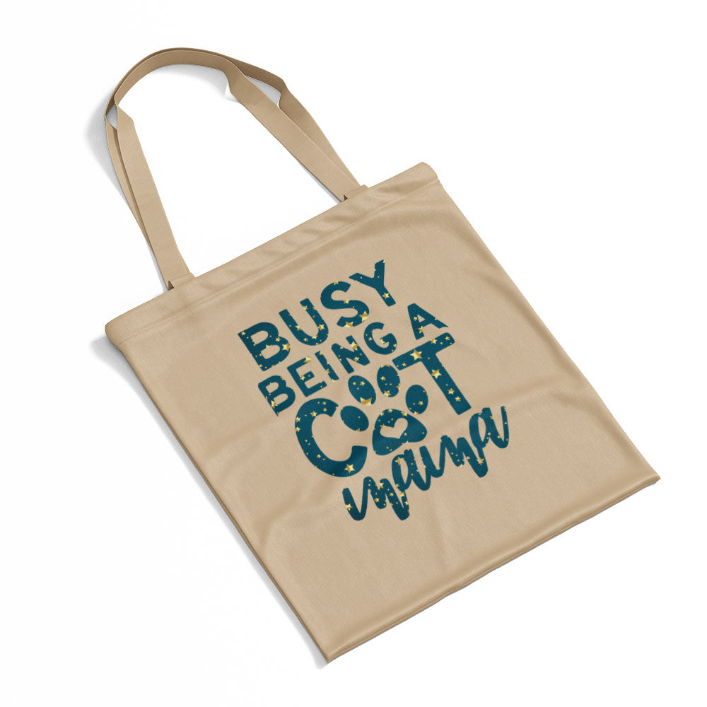 Busy Being a Cat Mama In Star Pattern Tote at $22.95 found at Personalizedpetlovergifts