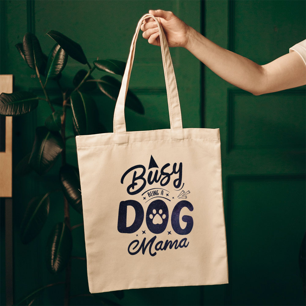 Busy Dog Mama With Galaxy Font Totes at $22.95 found at Personalizedpetlovergifts