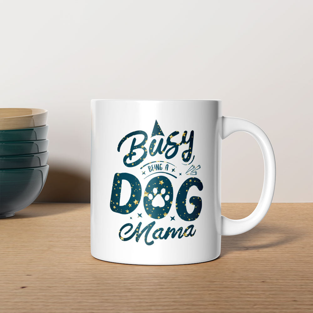 Busy Dog Mama with star font Mugs at $13.95 found at Personalizedpetlovergifts