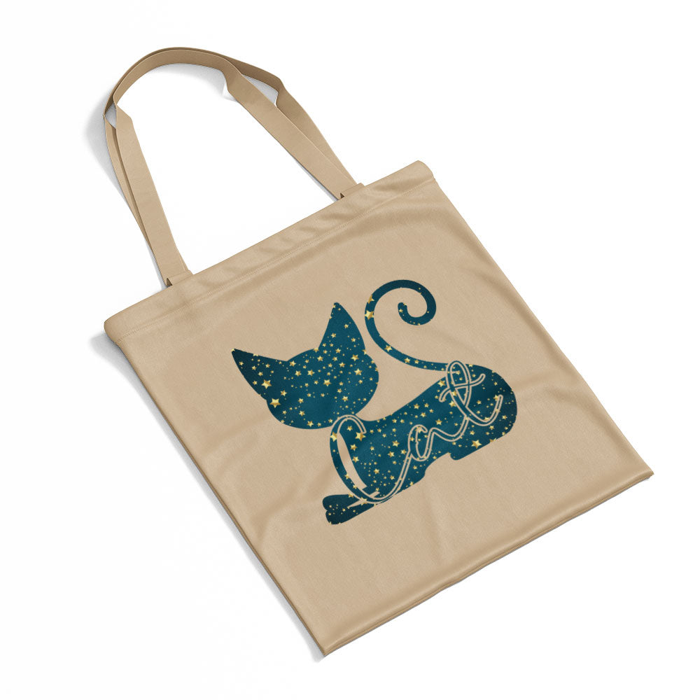 Cat And a Cat Silhouette In Star Pattern Tote at $22.95 found at Personalizedpetlovergifts